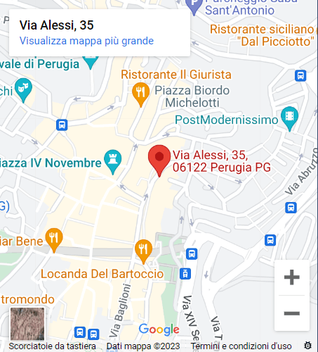 Google Map Studio Legale Taxelegal, Via Alessi, 35, Perugia
